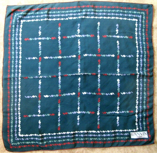 Foulard Lanvin En Soie Vintage - Dimensions 78x79cm, Couleur Verte, 100% Soie