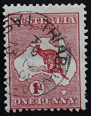 CE F113-80 line over penny 1913 Aus 1d red kangaroo stamp 