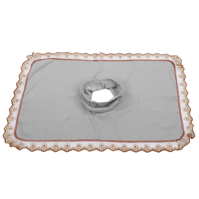 (Gray)Spa Massage Table Head Cover Sheet Massage Bed Coverlet With Hole IDS