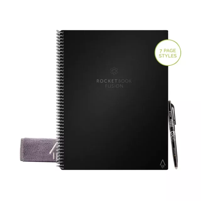 Rocketbook Fusion Letter Set Reusable Paper Black 505467