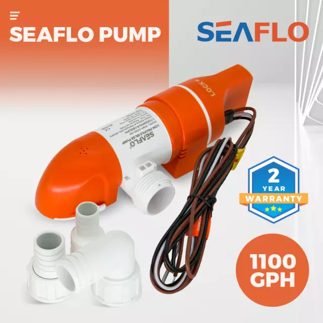 SEAFLO 1100GPH Bilge Pump Automatic Boat Marine Water Pump Low Profile 12V