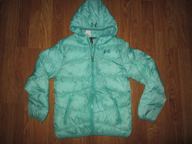 Girls UNDER ARMOUR COLDGEAR full zip hooded puffer jacket coat sz YMD M Md Med