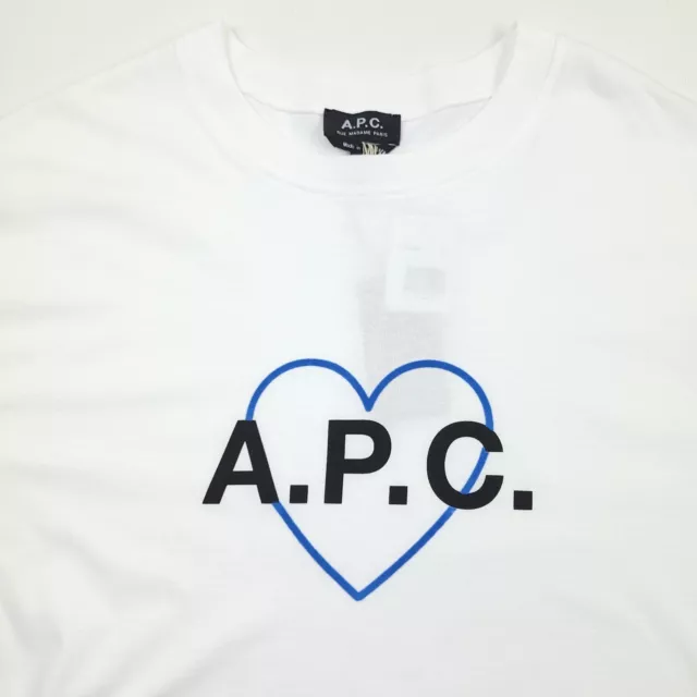 $130 APC Amore Logo Organic Cotton Flocked Graphic Tee T-Shirt Mens Size Small