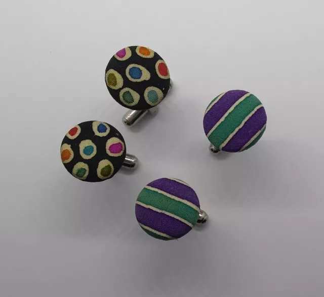 Men's Silk Cuff Links. Liberty of London 1980s Vintage Each pair unique 2 pairs