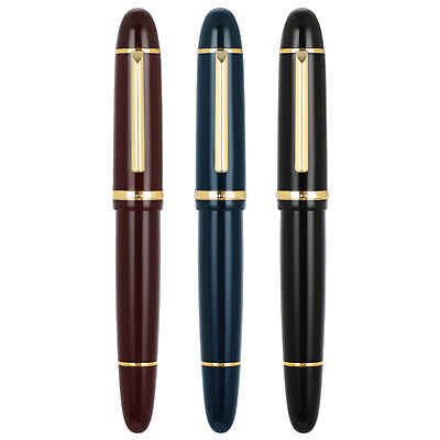 Jinhao X159 Fountain Pen Golden Accent Fine Nib Acrylic 3 Colors Screw Cap 27g