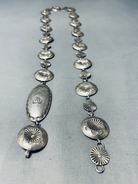 Stunning Vintage Navajo Sterling Silver Handstamped Concho Belt