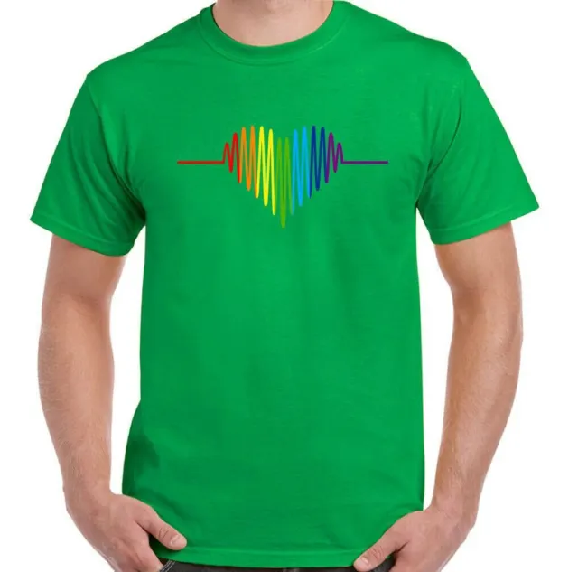 T-shirt LGBT Gay Pulse Heart da uomo orgoglio colori arcobaleno outfit maglietta abbigliamento 4