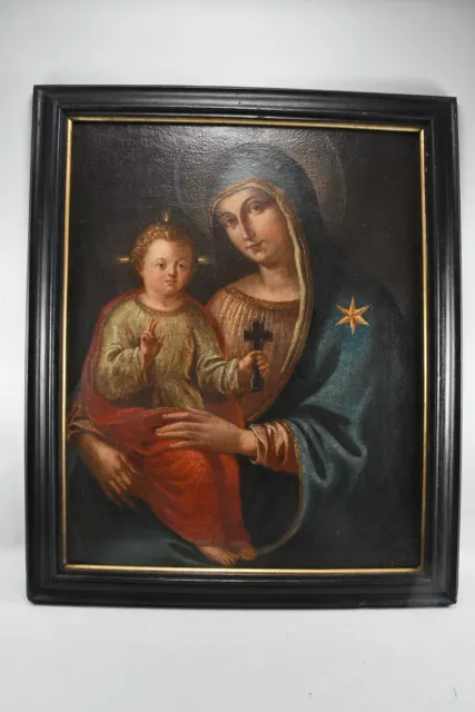 J47L04- Antikes Gemälde, Maria mit Jesuskind, 17./18.Jh.