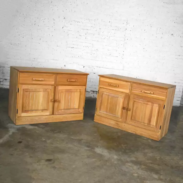 Vintage Ranch Oak Pair of Small Credenzas or Buffet Cabinets by A. Brandt Compan