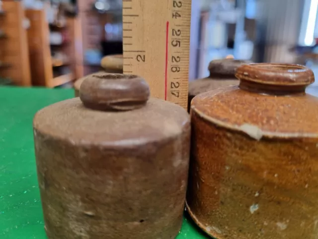 4 X Small Stoneware "PENNY" Inkwell bottles