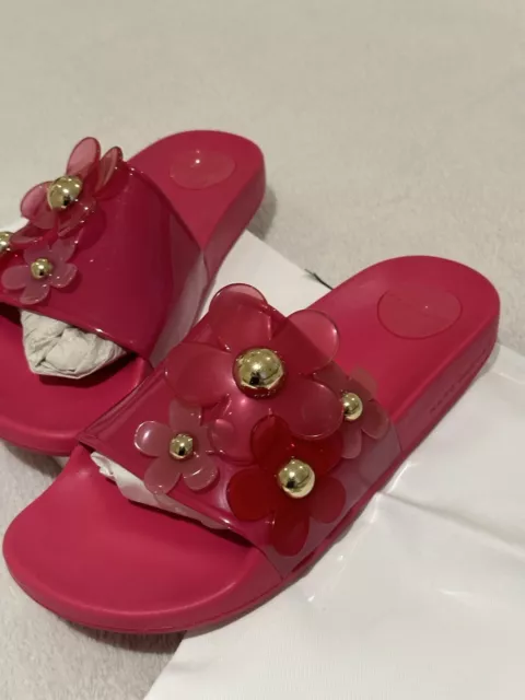 Marc Jacobs Flower-embellished Slide Sandals-pink