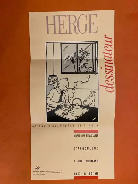 Tintin Affichette Musee D Angouleme Herge Dessinateur 1989 Etat Neuf