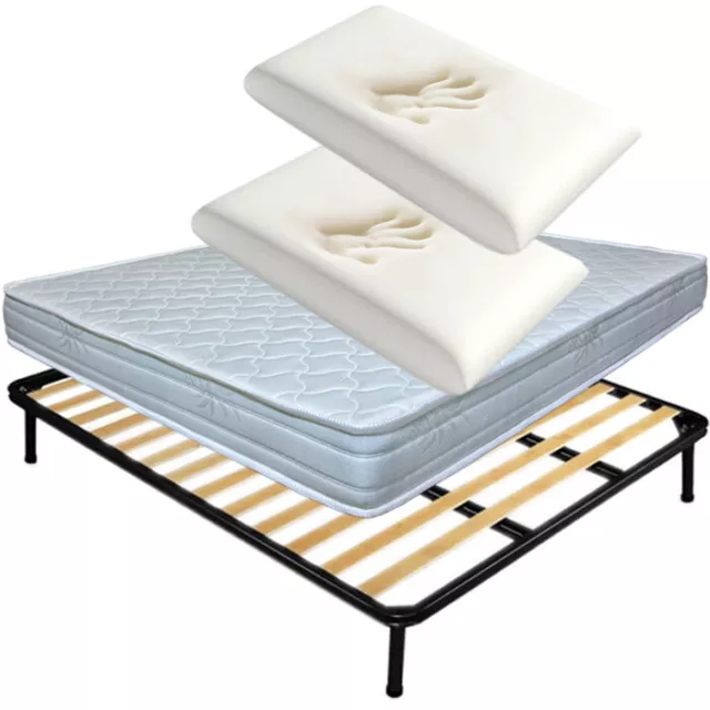 Offerta Kit Materasso Con Rete A Doghe In Legno E Cuscino Lattice O Memory Foam