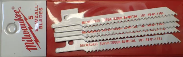 (5-pk) 48-01-1161 Milwaukee 10T, 3-5/8" Length Bi-Metal Sawzall Blades (BN14)