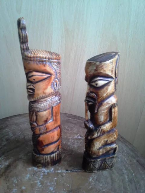 Ancienne Statuette Couple Dignitaire Lega Os Rdc - Art Africain Tribal