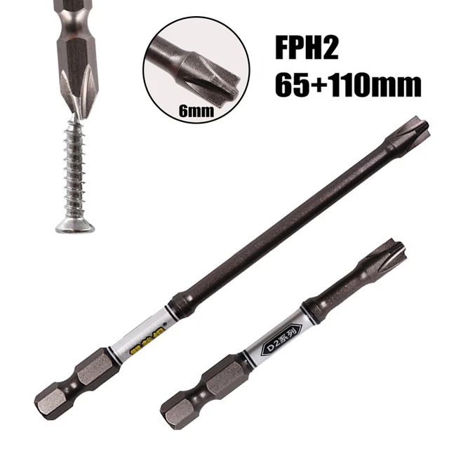 Schraubenzieher Bit Härte Impact Magnetisch Geschlitzt 6mm Anti Rutschfest Kreuz