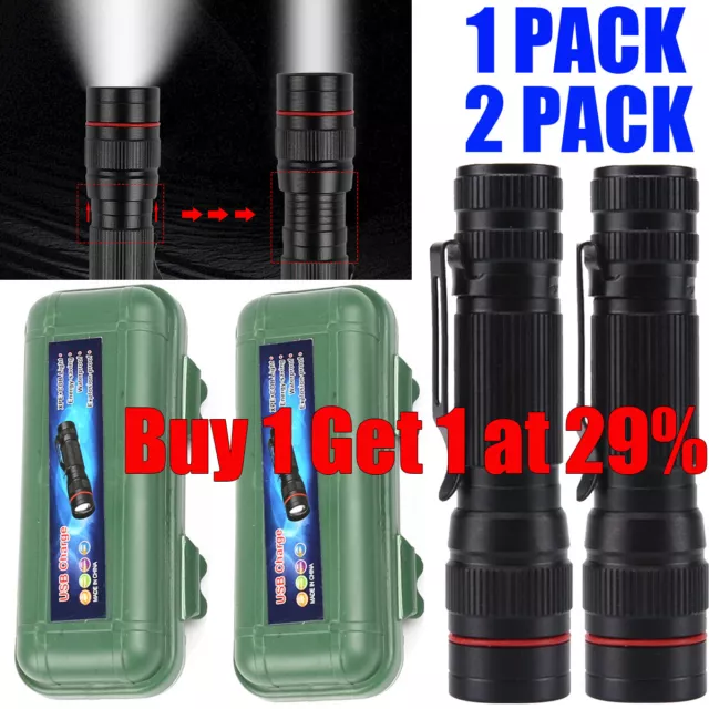 Super Bright 1200000LM LED Flashlight Tactical Light COB Torch USB Rechargeable