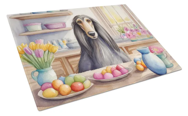 Decorating Easter Afghan Hound Glass Cutting Board Large DAC6738LCB