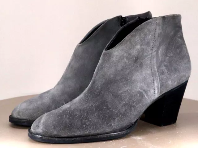 Paul Green Women's Side Zip Booties Boots Size UK 7.5 US 10 Suede Gray