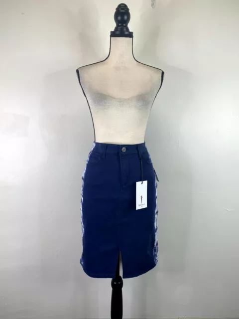 Skinny Girl Women's Tie Dye Blue & White Pocket Pencil Skirt   SZ 27/ 4