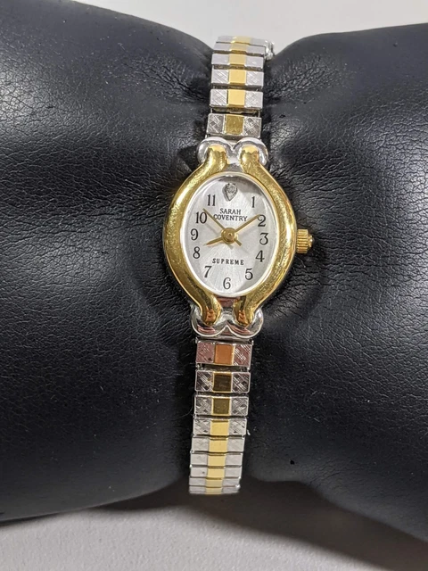 SARAH COVENTRY SUPREME Silver Tone Dial Two Tone Stretch Band Watch 49.49 PicClick