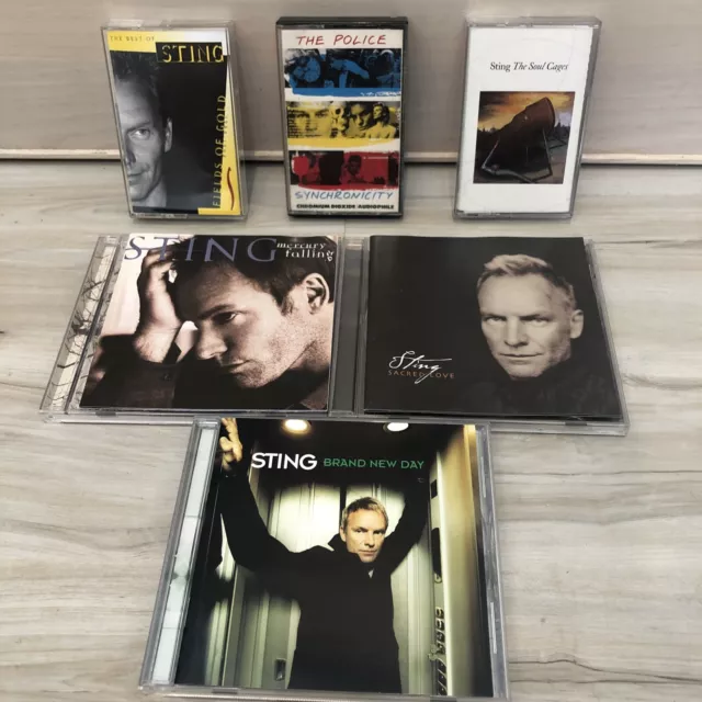 Sting 3 Cassette 3 CD LOT Police Synchronicity Soupy Cages Fields Of Gold Sacrws