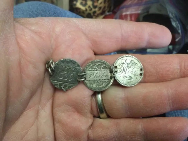 Three 3 Silver US Seated Liberty Dimes Love Tokens No Reserve