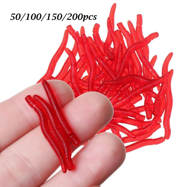 Soft Fishy Smell Trout Bass EarthWorm Worm Red Baits bloodworm Fishing Lure