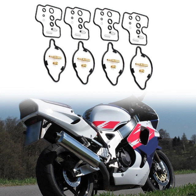 Lot De 4 Kits Réparation Carburateur Honda CBR1000F Hurricane 1987-1991 – Joints, Vanne, Buse