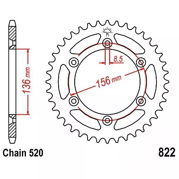 Kettenrad Stahl 43-Zähne 520-Teilung für Husqvarna WR 125 2T Bj. 1993-2013