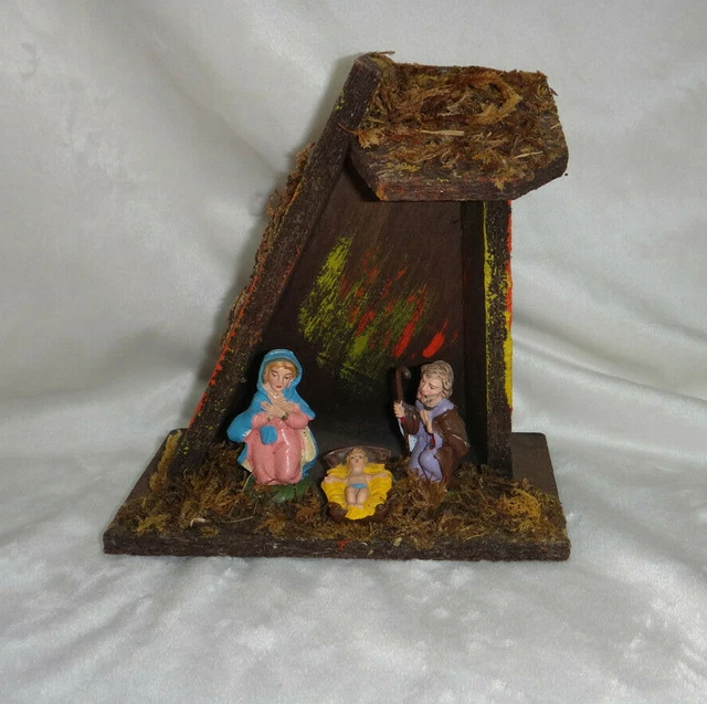 VINTAGE WOOD NATIVITY Set Italian Mary Joseph Jesus 10.99 PicClick