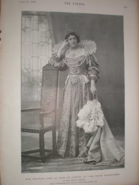 Printed photo actress Beatrice Lamb in The Three Musketeers 1899