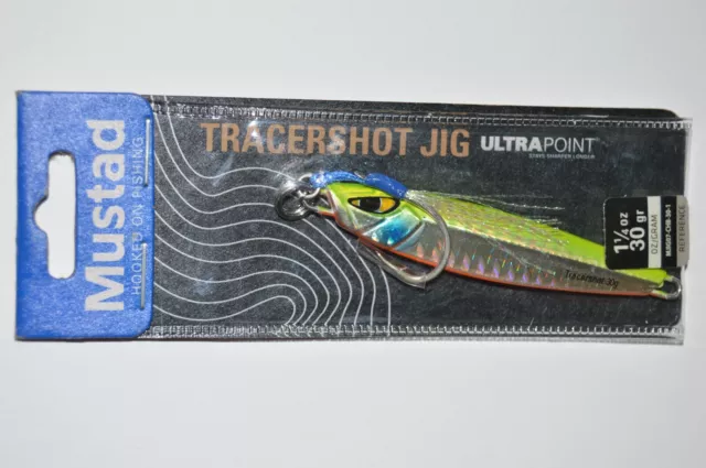 mustad tracershot jig ultra point hook jigging castin 1.25oz chartreuse bluegill