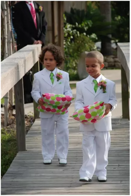 Boys Suits Page Boy Wedding White Suit 2 Pieces Birthday Party Prom Dinner Suit