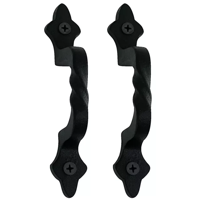 Wrought Iron Twisted Cabinet Pulls in Powder Coated Black 5 Inch PAIR