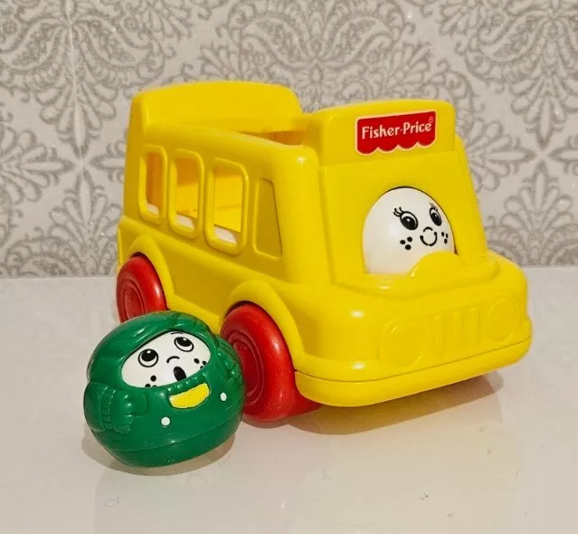 Vintage Fisher Price Roll-A-Round School Bus And Roller Balls Baby/Toddler Toy