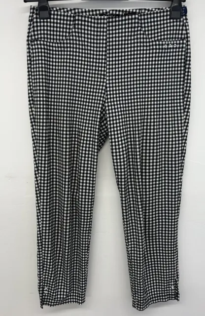 Robell Bella Trousers Black White Check Pull On Stretch UK 14