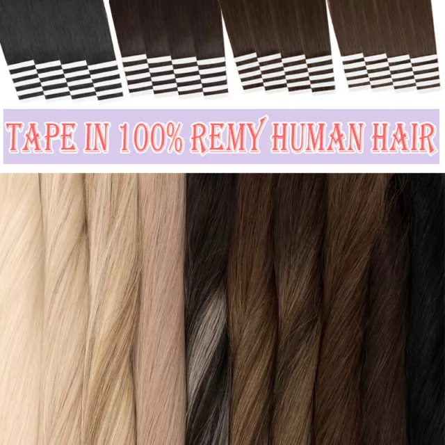 Echthaar Remy Indisches Tape In Haar Extensions Haarverlängerung 45CM-60CM Braun 3