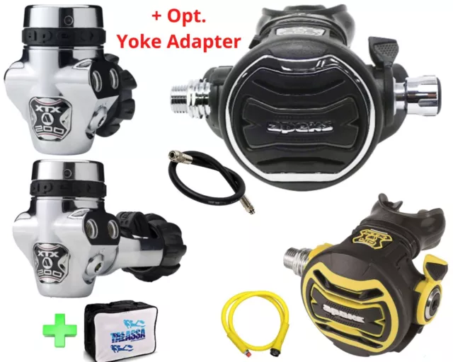 Apeks XTX 200 DIN 300bar Yoke 232 + Octopus XTX 40 + Hoses + SCUBA Regulator Bag