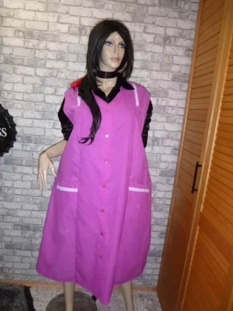 Nylon Kittel Schürze XXL Dederon Blouse Friseur Sissy Boy Haus Kleid Apron