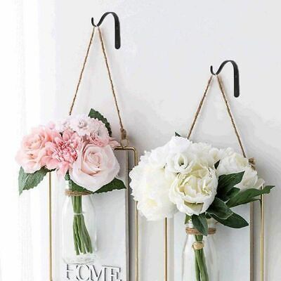 Balcony Plant Flower Pot Wrought Iron Hooks Holder Wall-Mounted Hanging Basket