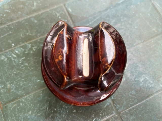 Vintage Brown LOCKE  Porcelain High Voltage Power Line 4” Insulator 2