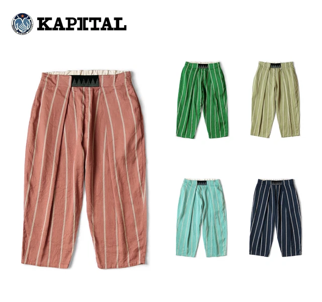 KAPITAL Linen Filies Stripe Easy Beach GO Pants EK-1047EK-1390