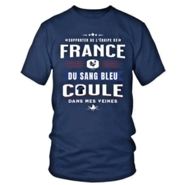 T SHIRT EQUIPE de France Supporter des Bleus Coq 2 toiles Coupe
