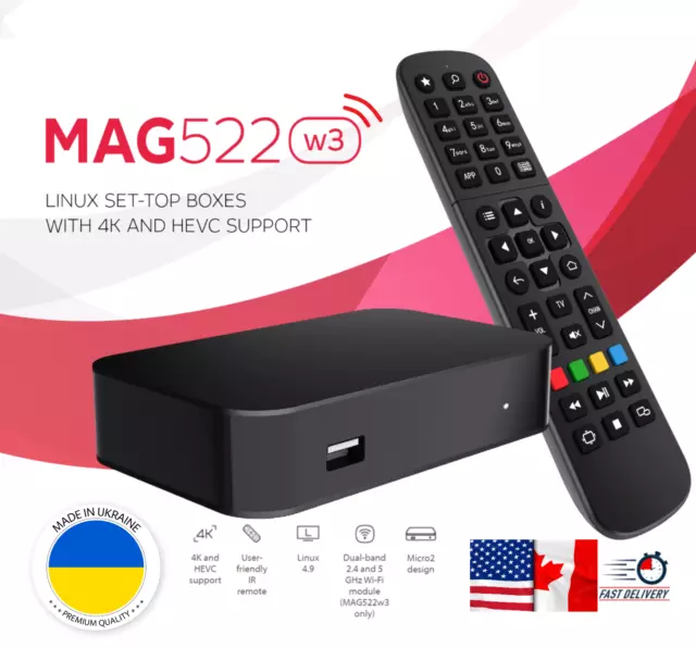 New Infomir Mag 522 W3 Mag522W3 4K HDR Built-in Dual Band 2.4G/5G WiFi
