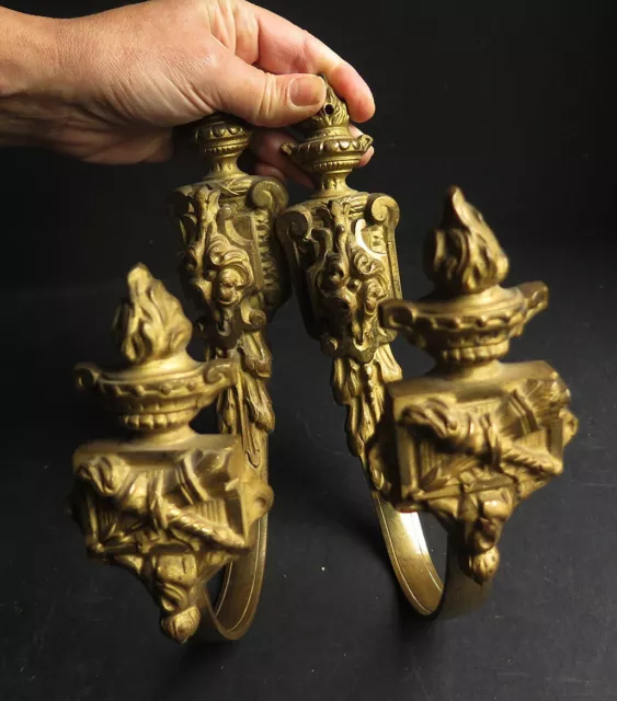 A Large Pair Of 19Th Century French Empire Gilt Brass Tiebacks