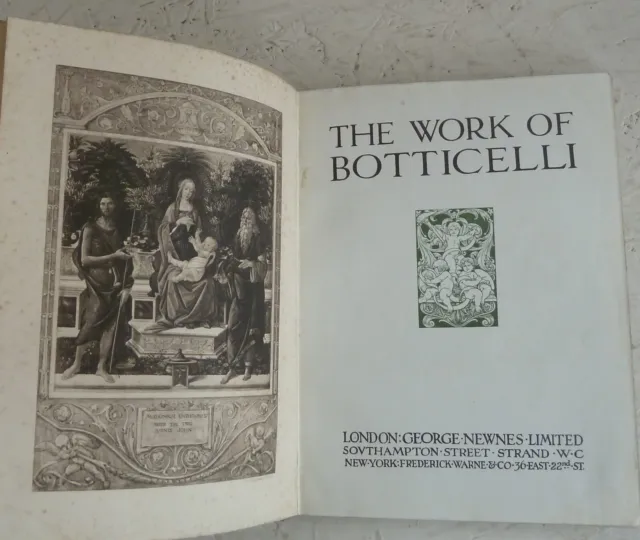 Vintage Book The Work of Botticelli Illustrated H/B Fine Art