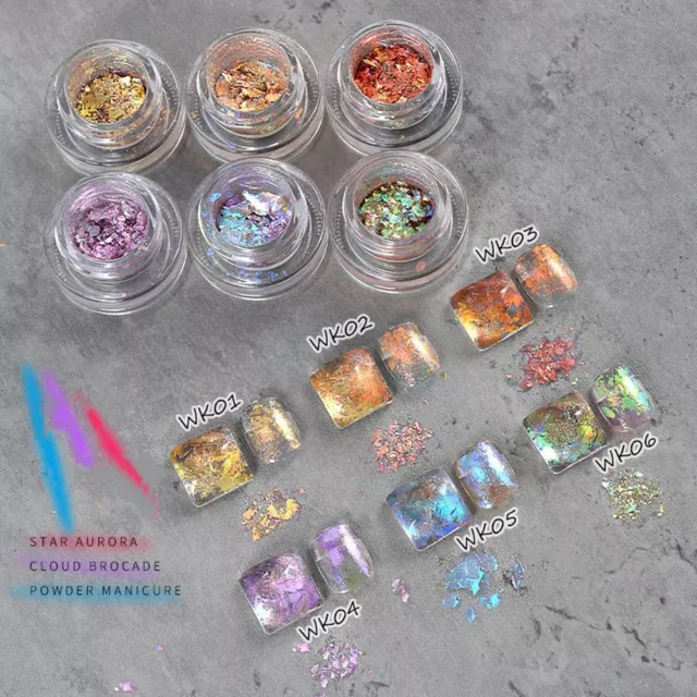 DIY Cloud Brocade Sequins Aurora Chrome Nails Powder Glitter Flakes Nail Art