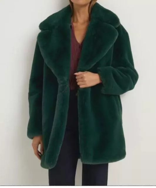 MATALAN ET VOUS Green Faux Fur Coat UK16 28.29 PicClick