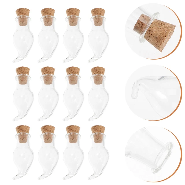 12 piezas Botellas de vidrio en miniatura Hechizo Jarro Adorno de vidrio Transparente Colgante